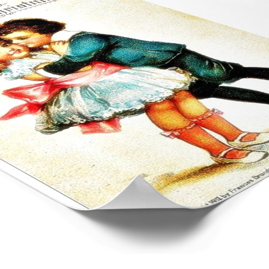 男の子とクリスマスの挨拶をすると女の子が抱き上がる ポスター (角)