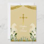 男の子とベビーホワイトと金ゴールド2nd誕生日とバプテスマ 招待状 (裏面)