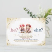 男の子と女の子が赤ん坊シャワーを明かす海賊 招待状 (スタンド正面)