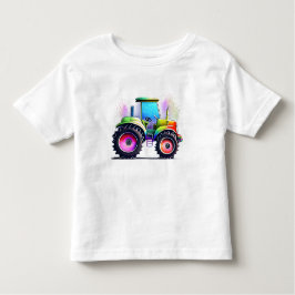 男の子と女の子のためのスパークリーなレインボートラクター トドラーTシャツ