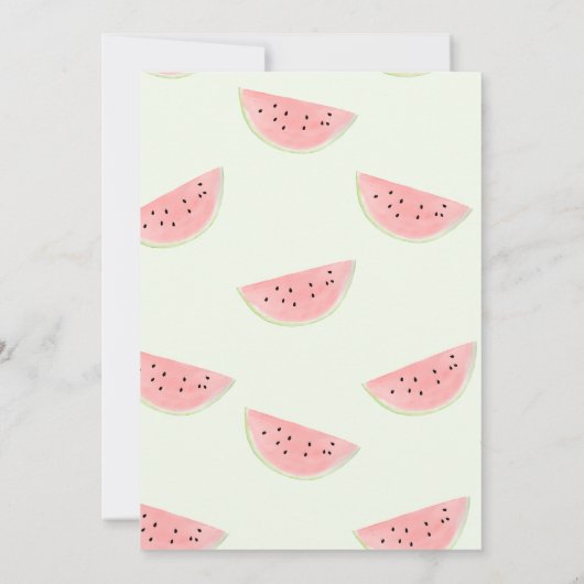 男の子と女の子のためのメロン誕生日のカードの1つ 招待状 (裏面)