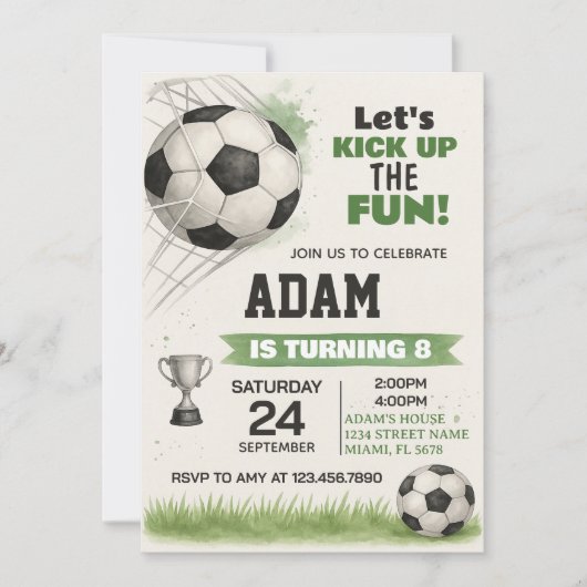 男の子と女の子のための印刷可能なスポーツパーティー招待状 招待状 (正面)