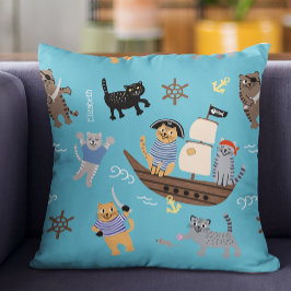 男の子と女の子のための海賊猫パターン クッション