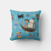 男の子と女の子のための海賊猫パターン クッション (正面)