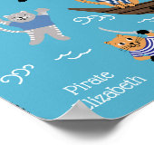 男の子と女の子のための海賊猫パターン ポスター (角)