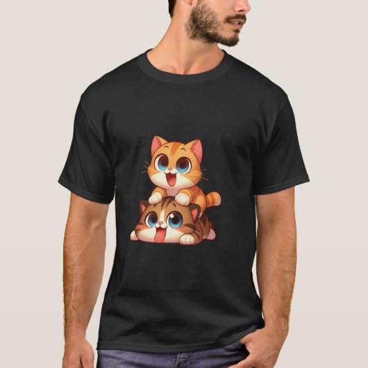 男の子と女の子のための面白い動物 猫 子猫 Tシャツ (正面)