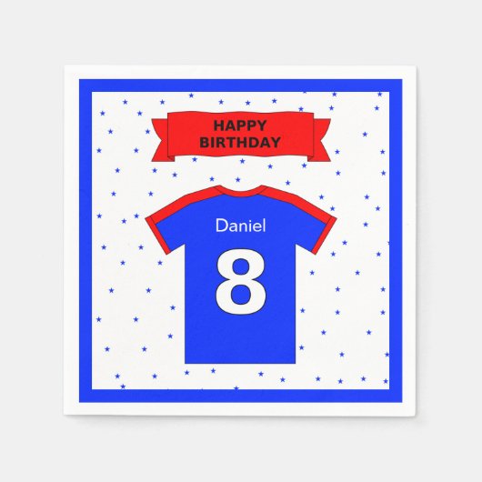 男の子と女の子のための8番目の誕生日を追加の名前パーティー スタンダードカクテルナプキン (正面)