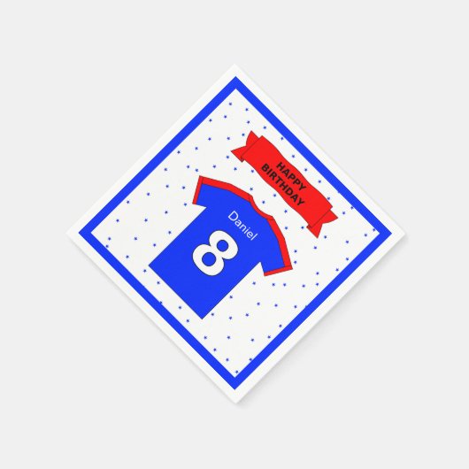 男の子と女の子のための8番目の誕生日を追加の名前パーティー スタンダードカクテルナプキン (角)