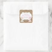 男の子と女の子のキリン ピンクとブルーのシャワー ブックプレート スクエアシール (バッグ)