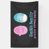 男の子と女の子のベビーシューズの性別が明らかになる 横断幕 (縦)