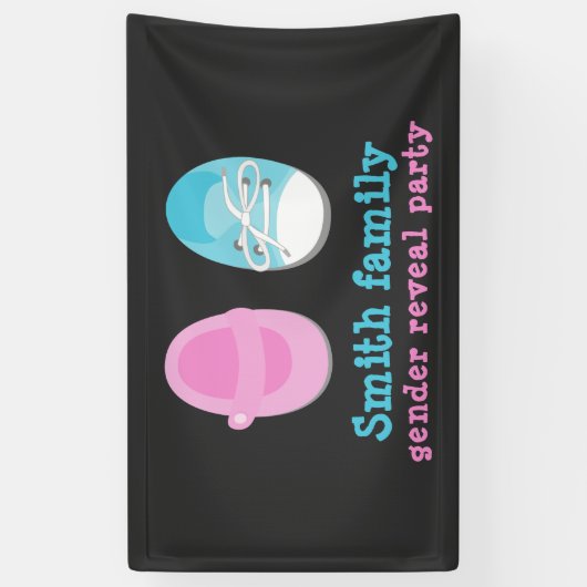 男の子と女の子のベビーシューズの性別が明らかになる 横断幕 (縦)