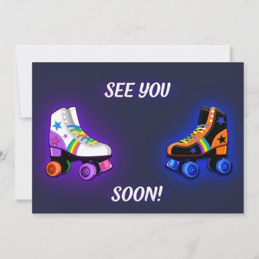 男の子と女の子の写真のためのローラー誕生日の招待 招待状 (裏面)