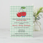 男の子と女の子の双子ベイビーシャワーフラットカード 招待状 (スタンド正面)