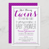 男の子と女の子の双子ベビーシャワーの招待状 招待状 (正面/裏面)