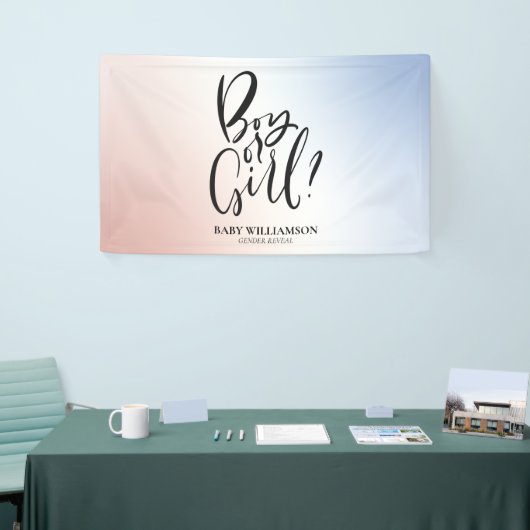 男の子と女の子の性別がパーティーの装飾を表す 横断幕 (トレードショー)