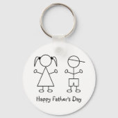 男の子と女の子の棒フィギュア~ハッピーパパの日 キーホルダー (正面)