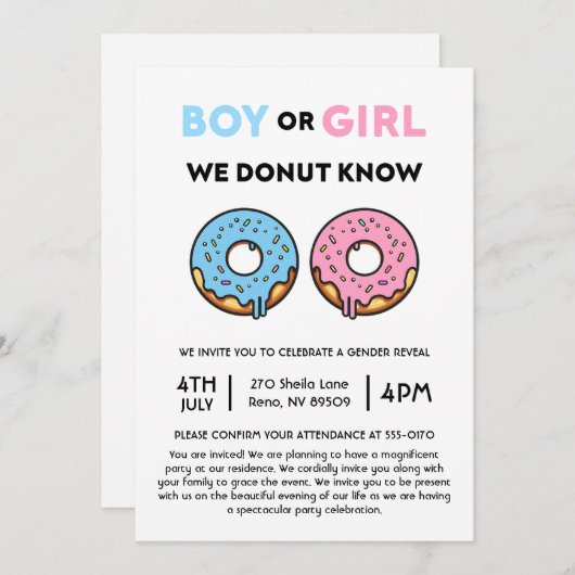 男の子と女の子の私たちは知っている性別のブランチを明らかにする 招待状 (正面/裏面)