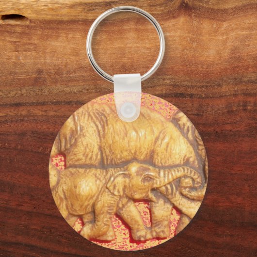 男の子と女の子の象の家族カッコいい又田ギフト キーホルダー (正面)