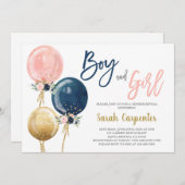 男の子と女の子の赤ちゃんシャワーの招待 招待状 (正面/裏面)