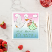 男の子と女の子ツインズ2 – ストークベビーシャワー紙ナプキ スタンダードカクテルナプキン (インサイチュ)