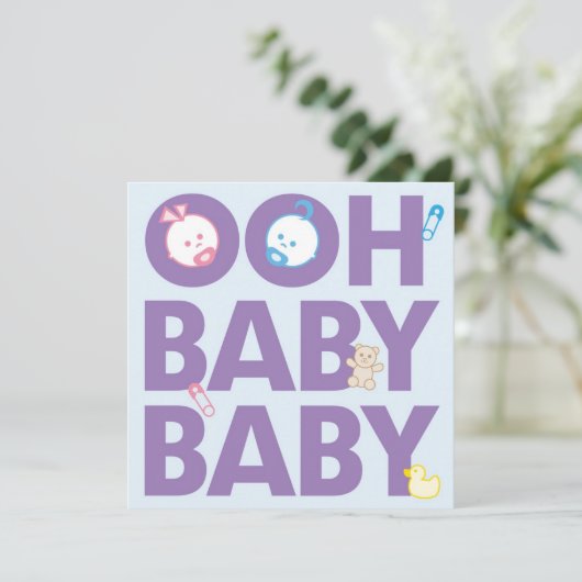 男の子と女の子ツインベビーシャワー 招待状 (スタンド正面)