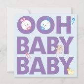 男の子と女の子ツインベビーシャワー 招待状 (正面)