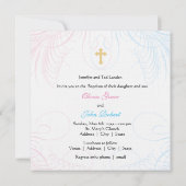 男の子と女の子双子写真バプテスマ招待状 招待状 (裏面)