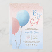 男の子と女の子WhatベビーBe Baby Shower 招待状 (正面/裏面)