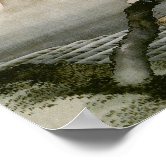 男の子と山富士北斎日本のファインアート ポスター (角)