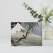 男の子と山富士北斎日本のファインアート ポストカード (スタンド正面)