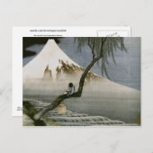 男の子と山富士北斎日本のファインアート ポストカード (正面/裏面)