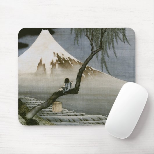 男の子と山富士北斎日本のファインアート マウスパッド (マウス)
