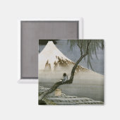 男の子と山富士北斎日本のファインアート マグネット (正面/裏面)