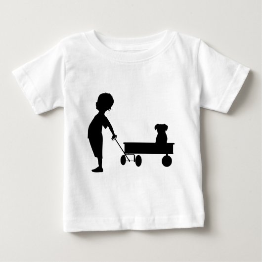 男の子と彼の犬 ベビーTシャツ (正面)