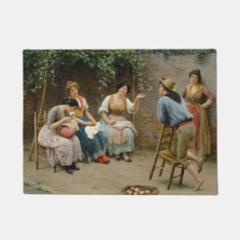 男の子と海女のおしゃべりフレンドリー ドアマット