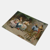 男の子と海女のおしゃべりフレンドリー ドアマット (アングル)