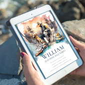 男の子と犬の釣り誕生日 招待状