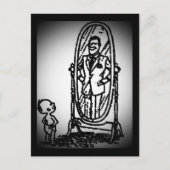 男の子と男が鏡を見て ポストカード (正面)