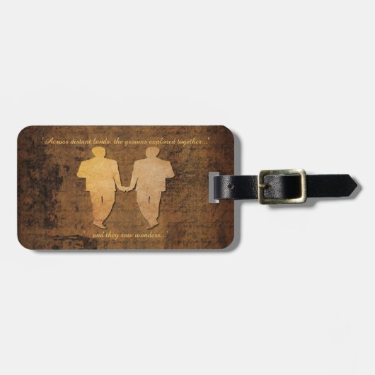 男の子と男の子のグルームズ結婚ゲイのギフト荷物タグ ラゲッジタグ (正面横)