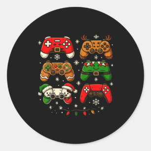 男の子と男性のためのオタククリスマスTシャツ、Xmasゲーミングコーデ ラウンドシール
