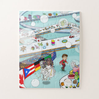 男の子と車に乗った歯の妖精と玩具ジグサ ジグソーパズル