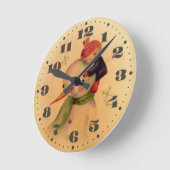 男の子と雪だるま ラウンド壁時計 (傾斜)