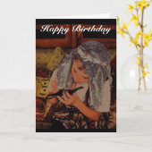 男の子と魔法ランプ – 誕生日カード カード (黄色い花)