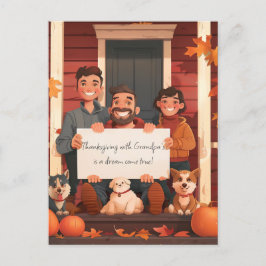 男の子と10代のペットがいる家族 ポストカード