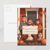 男の子と10代のペットがいる家族 ポストカード (正面/裏面)