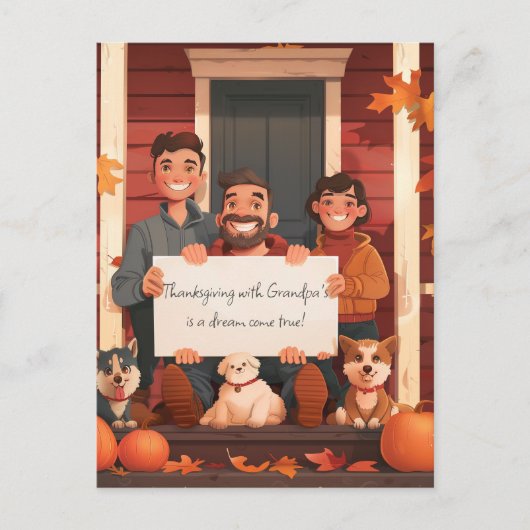 男の子と10代のペットがいる家族 ポストカード (正面)