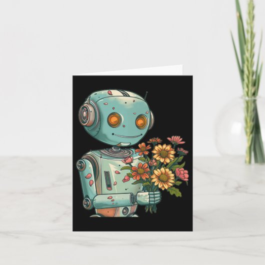 男の子とGのための開花と花の衣装を備えたロボット カード (正面)