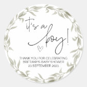  男の子にかわいいベビーシャワーパーティーのお気に入りクラシック  ラウンドシール (正面)