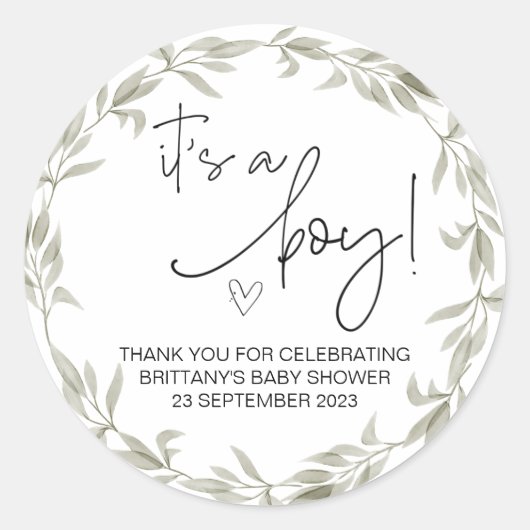  男の子にかわいいベビーシャワーパーティーのお気に入りクラシック  ラウンドシール (正面)