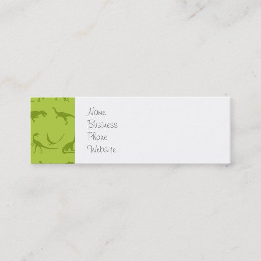 男の子にかわいい緑の恐竜の柄 スキニー名刺 (正面)